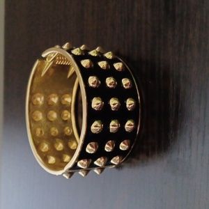 STUDDED HINGED CUFF BRACELET Womens NWOT Black and gold